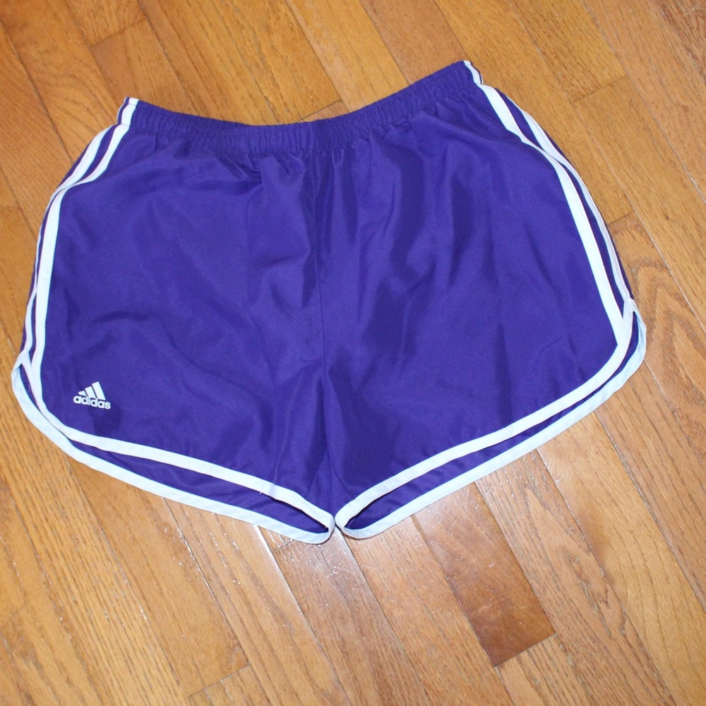 Adidas, purple  running shorts Small ....